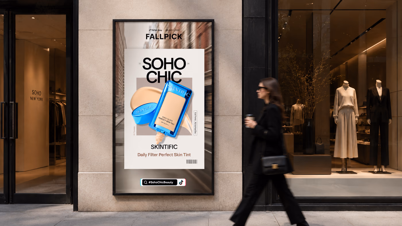 TikTok Shop Fall Pick SoHo Chic 街头橱窗主视觉