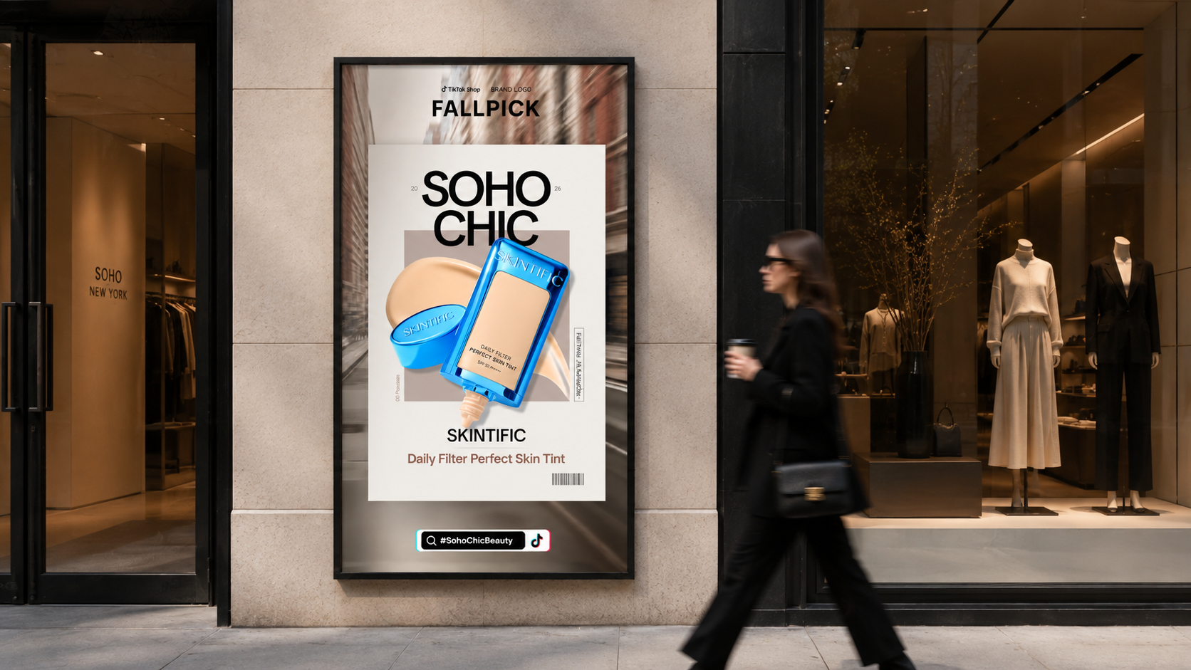 TikTok Shop Fall Pick SoHo Chic 街头橱窗主视觉